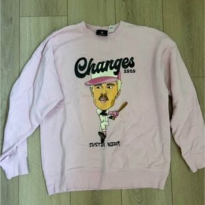 H&M Pink Justin Bieber 'Changes' Graphic Crewneck Sweatshirt